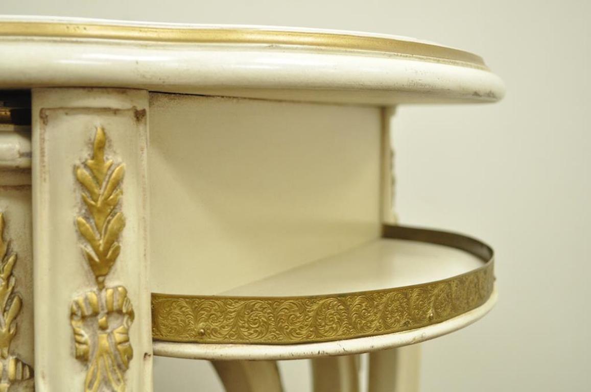 Three French Louis XV Carved Satinwood Inlaid Nest of Nesting Side Tables 3
