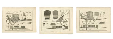 Three French Post Chaise & Cabriolet Engineering Engravings, 1771