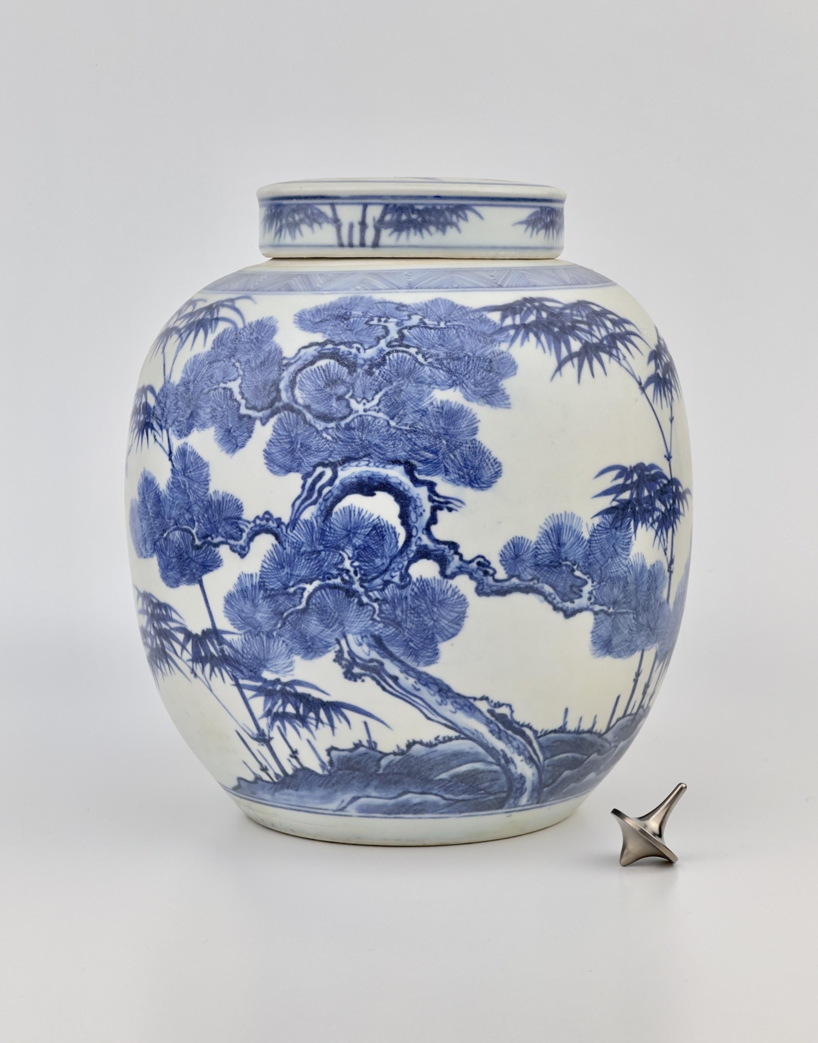 Chinese 'Three Friends Of Winter' Motif Jar, C 1725, Qing Dynasty, Yongzheng Era For Sale