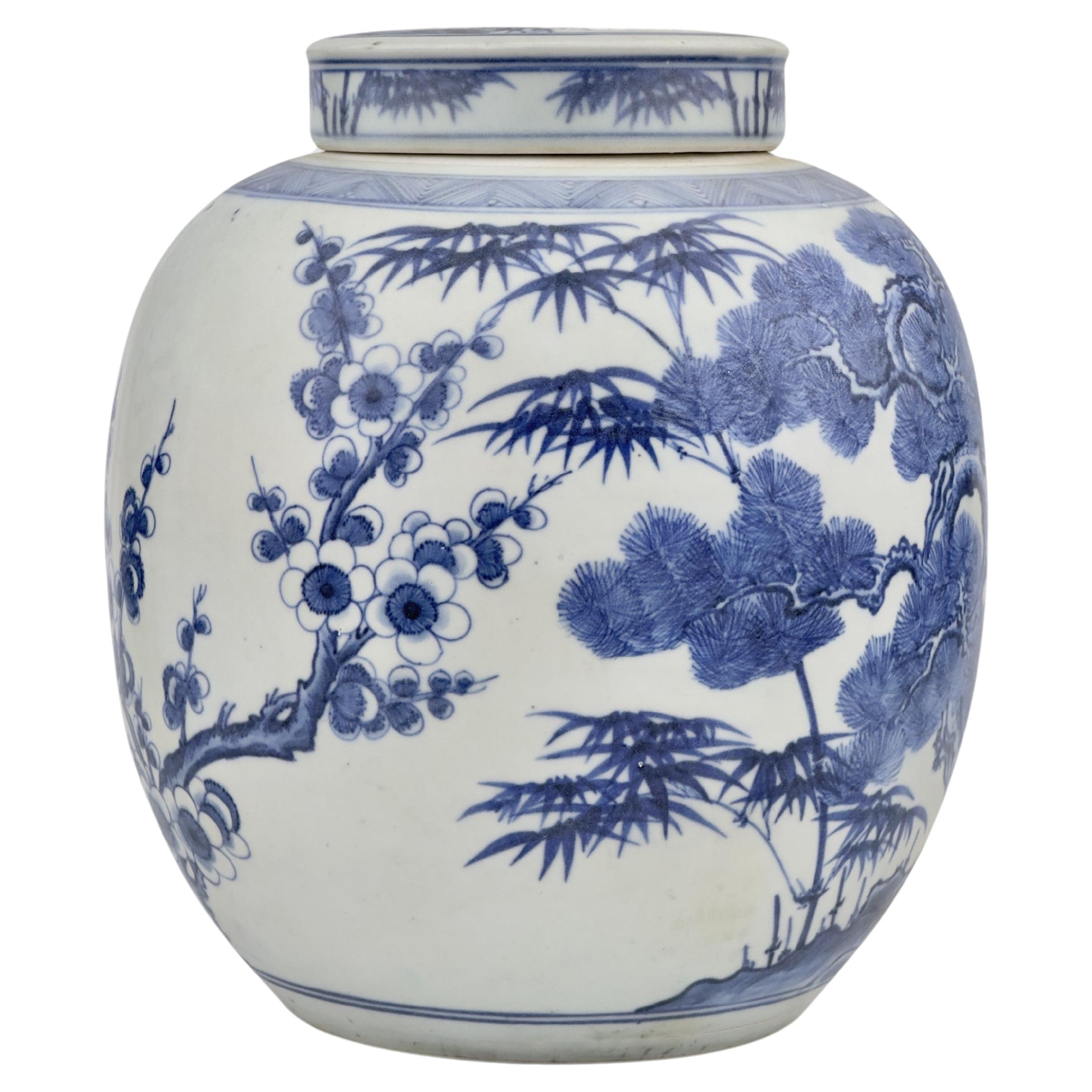 'Three Friends Of Winter' Motif Jar, C 1725, Qing Dynasty, Yongzheng Era For Sale