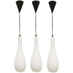 Three Frosted Pendants by Stilnovo