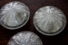 One of... Geometric ZigZag Glass Ceiling or Wall Lights Flush Mounts 1960s