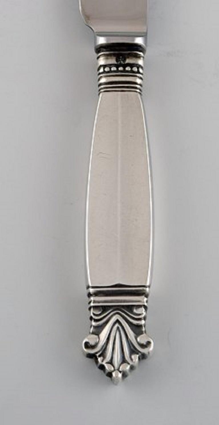 Art Deco Three Georg Jensen Acanthus Fruit Knives in Sterling Silver and Stainless Steel For Sale