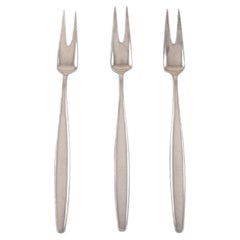 Three Georg Jensen Cypress Cold Meat Forks in Sterling Silver