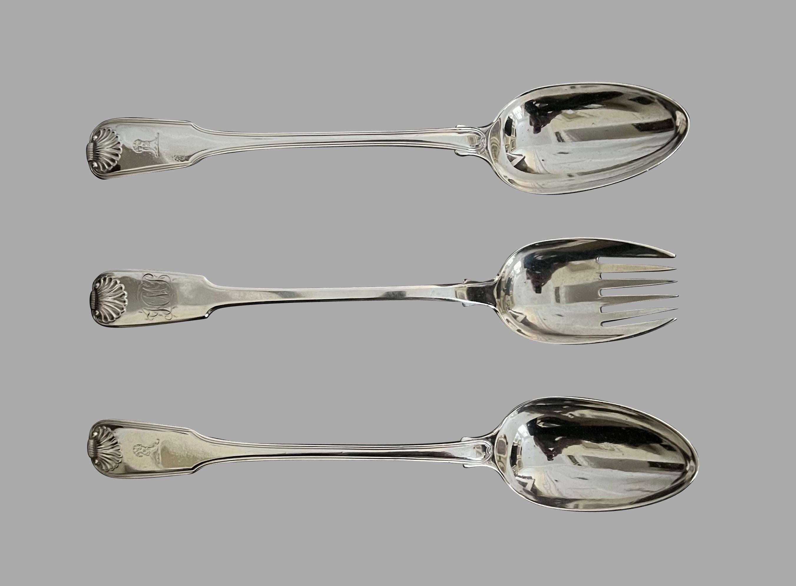 Three Georgian Sterling Silver Serving Pieces Two Stuffing Spoons and Meat Fork 2