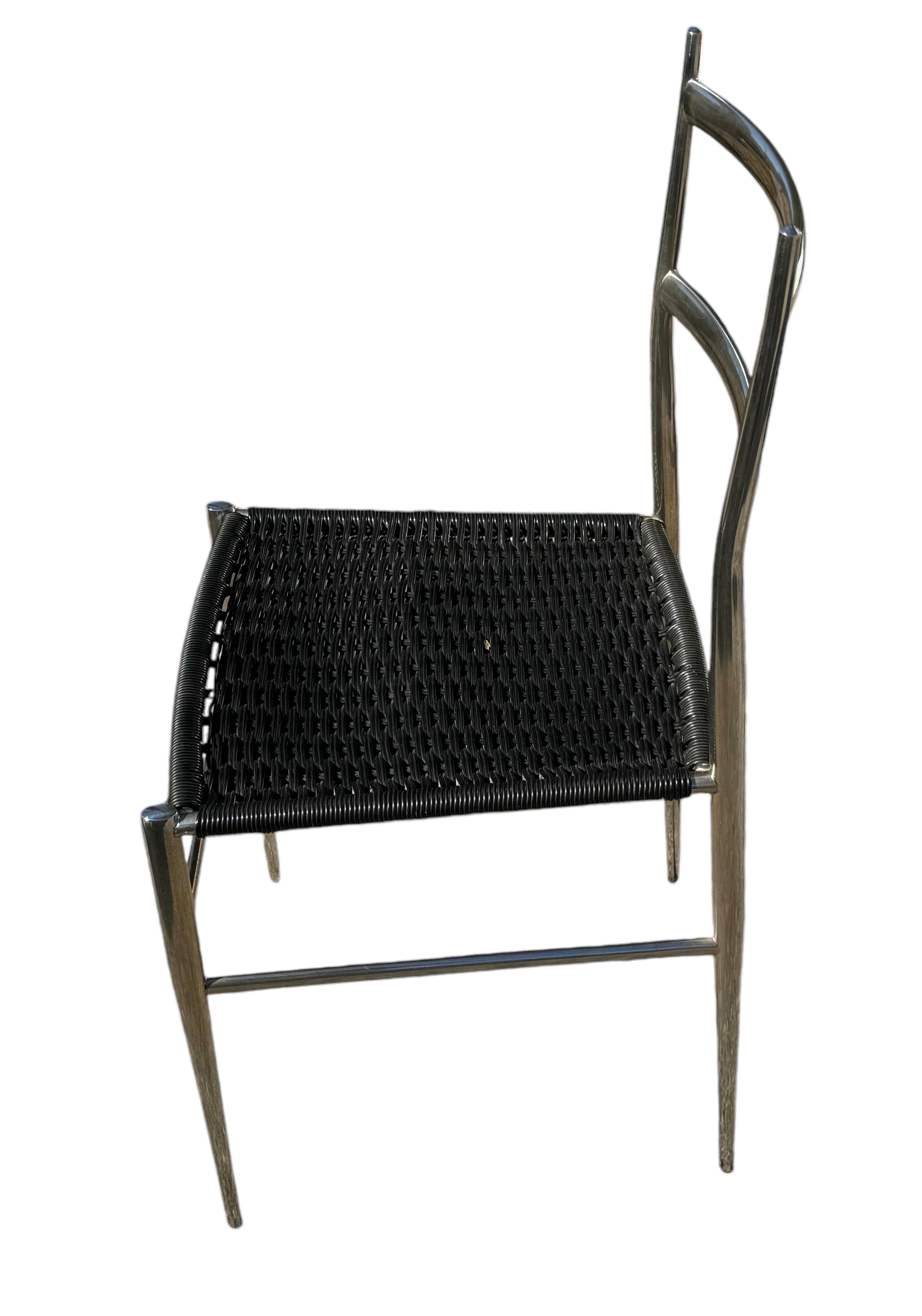 Polished Three Gio Ponti Superleggera Style Side Chairs