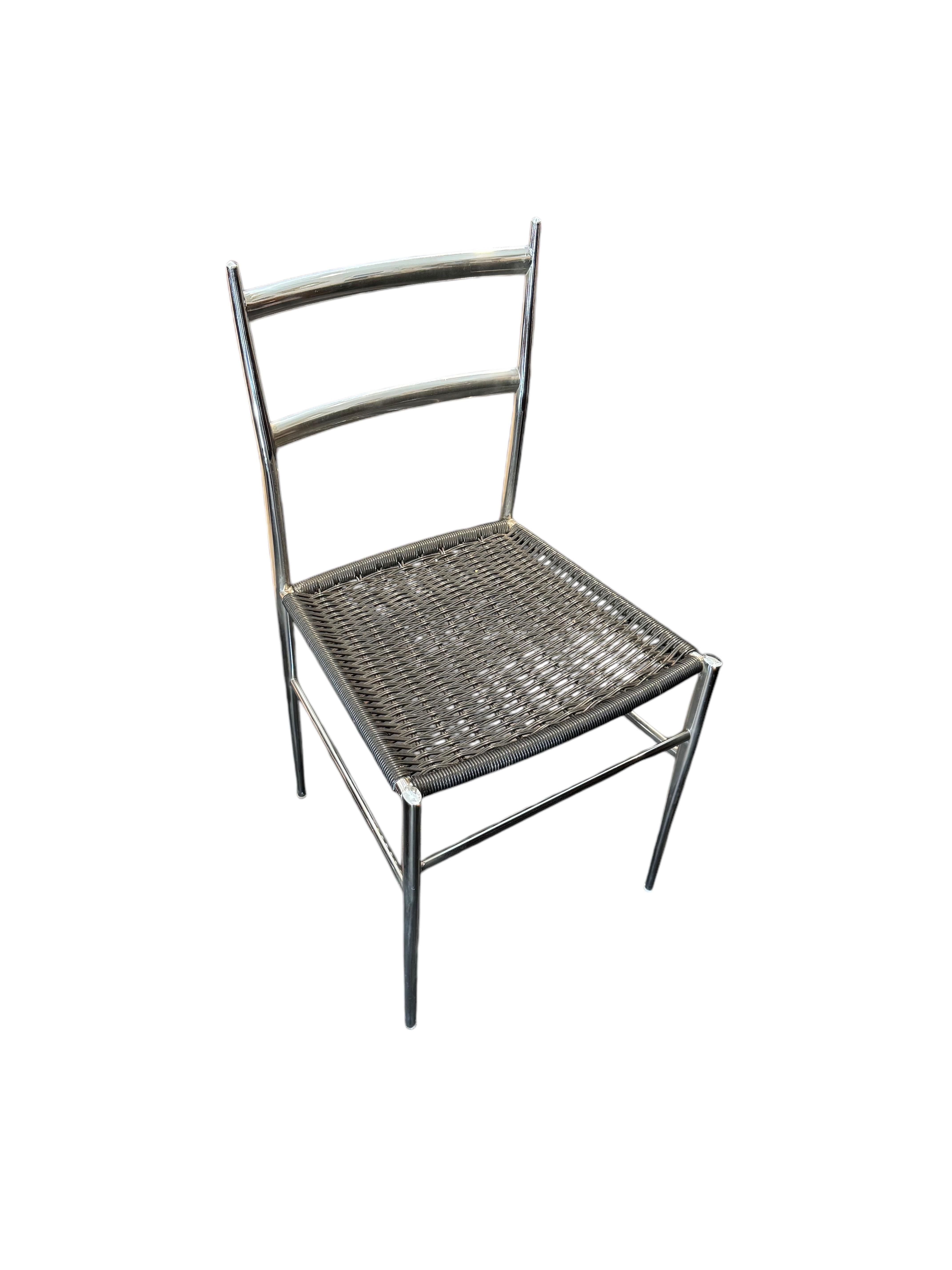 Steel Three Gio Ponti Superleggera Style Side Chairs