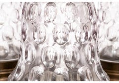 Three Glass And Brass Plated Bell Form Flush Mount Fixtures