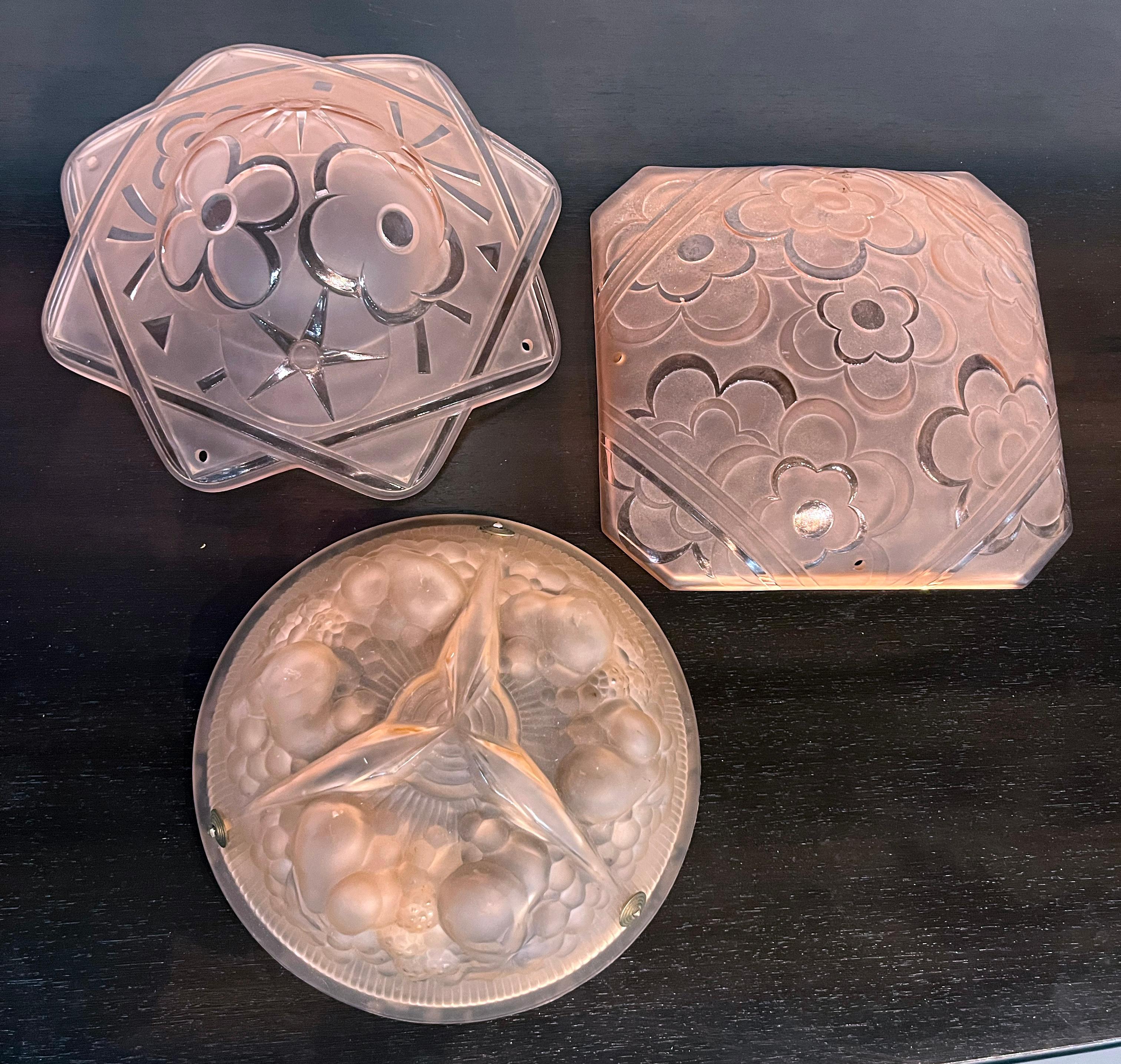 Calco Tre vetri Art deco  Part di lampadari in vendita
