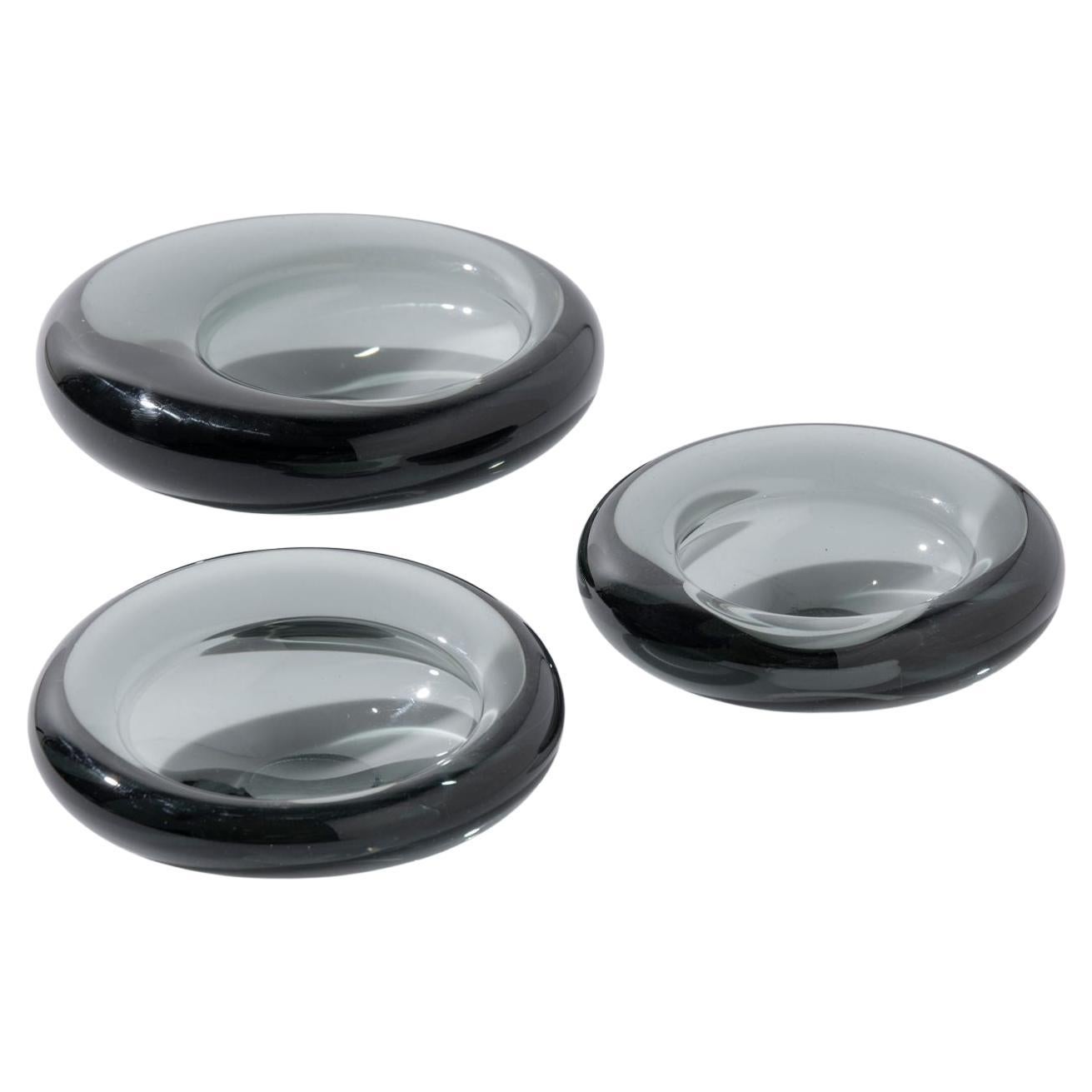 Three glass bowls by Per Lutken for Holmegaard For Sale