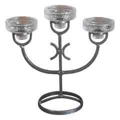 Votive Kerzenhalter aus Glas in gehämmertem Eisen von Erik Hoglund für Kosta Boda