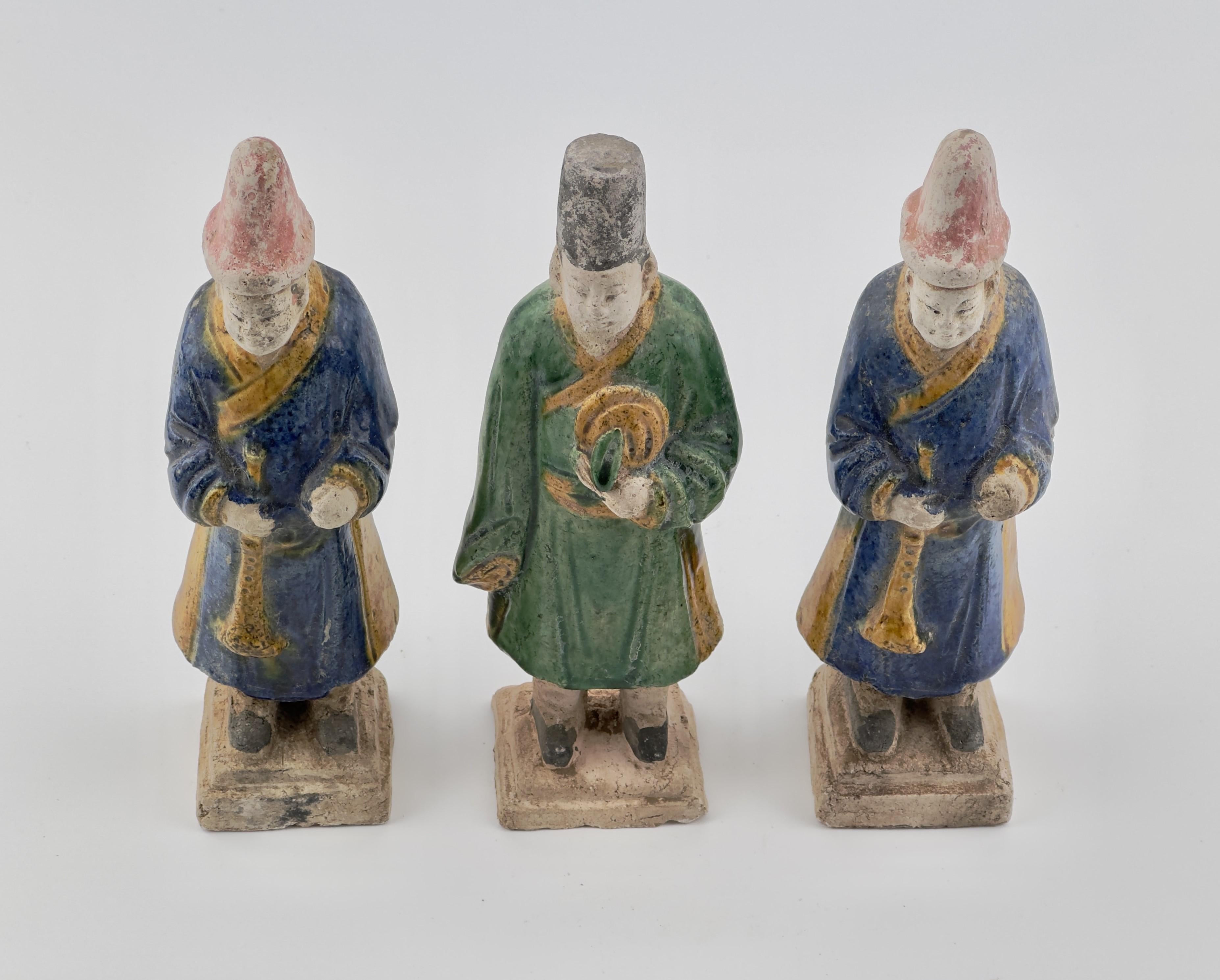 Three Glazed Figures of Musicians, Ming Period (1368-1644) For Sale 5