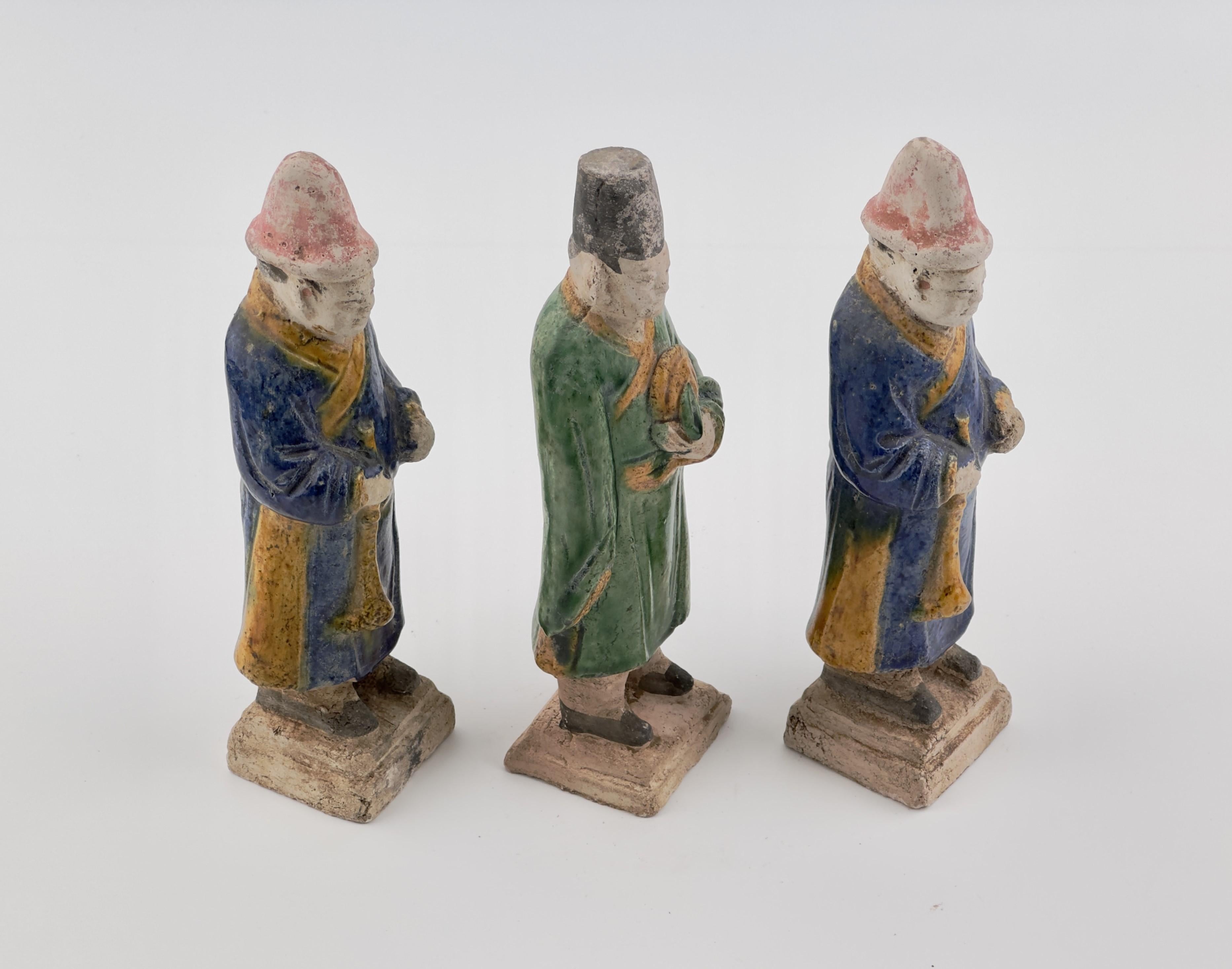 Three Glazed Figures of Musicians, Ming Period (1368-1644) For Sale 6