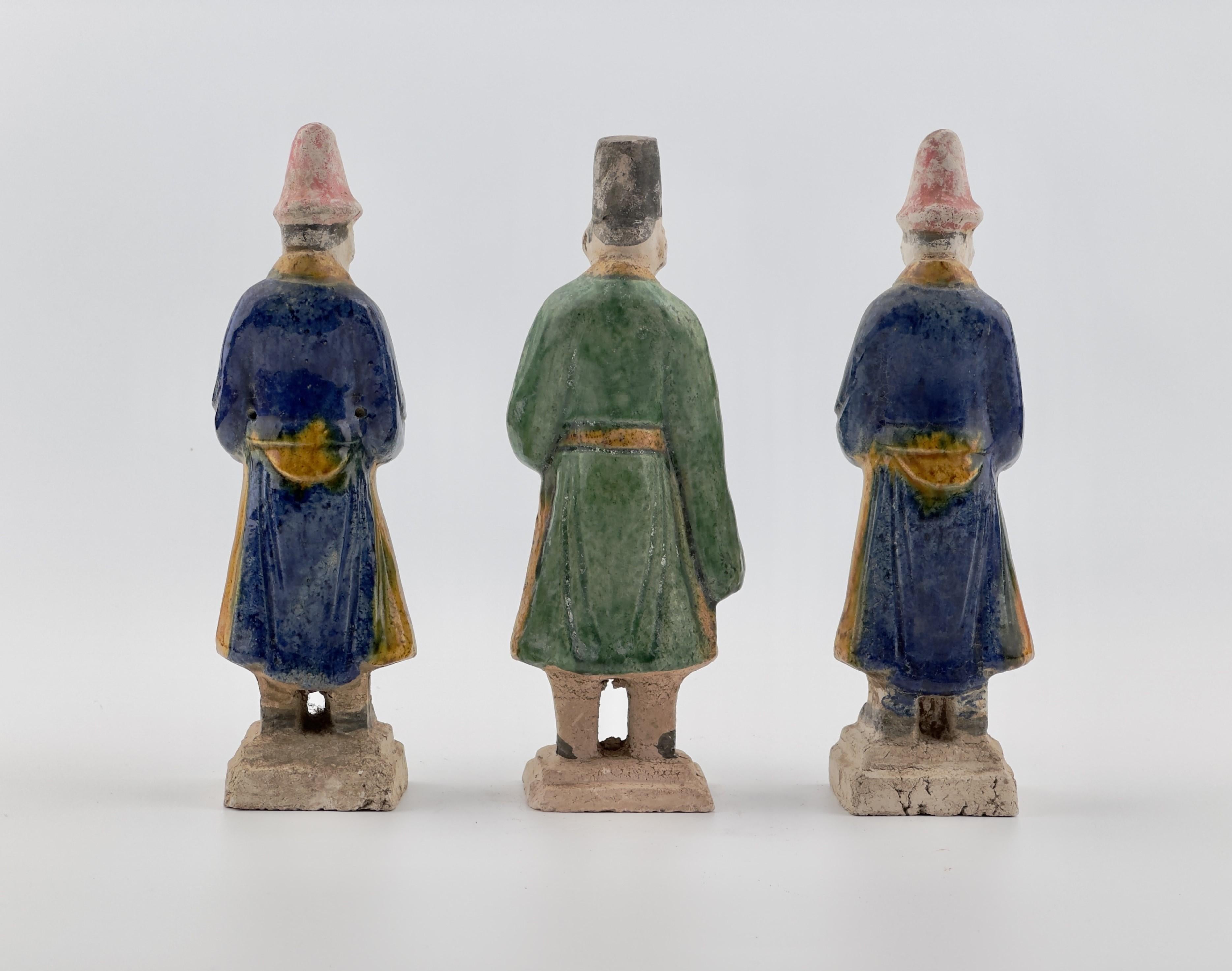 Three Glazed Figures of Musicians, Ming Period (1368-1644) In Good Condition For Sale In seoul, KR