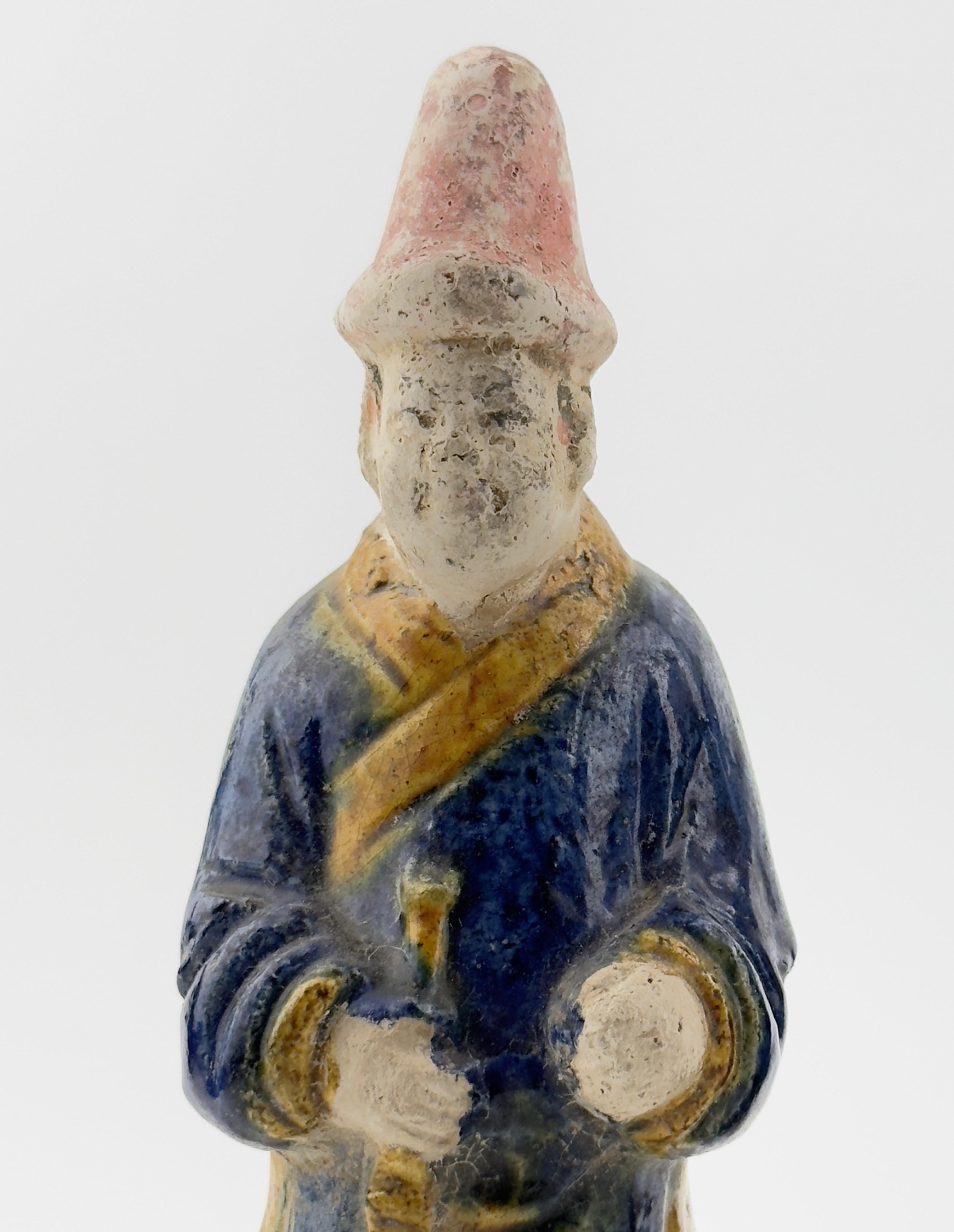 Pottery Three Glazed Figures of Musicians, Ming Period (1368-1644) For Sale