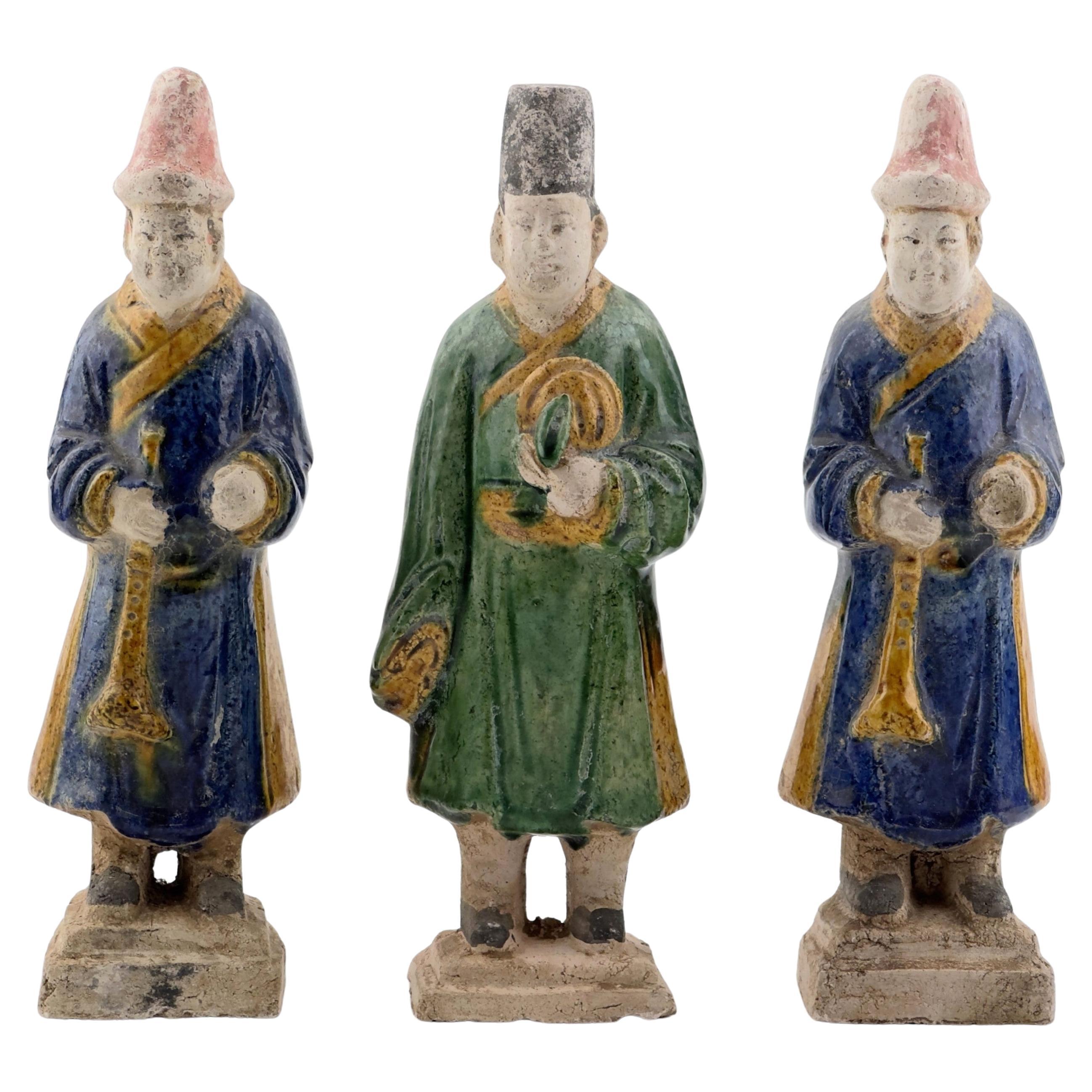 Three Glazed Figures of Musicians, Ming Period (1368-1644)