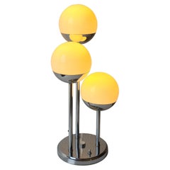 Lámpara De Mesa De Tres Globos Y Cromo Estilo Space Age