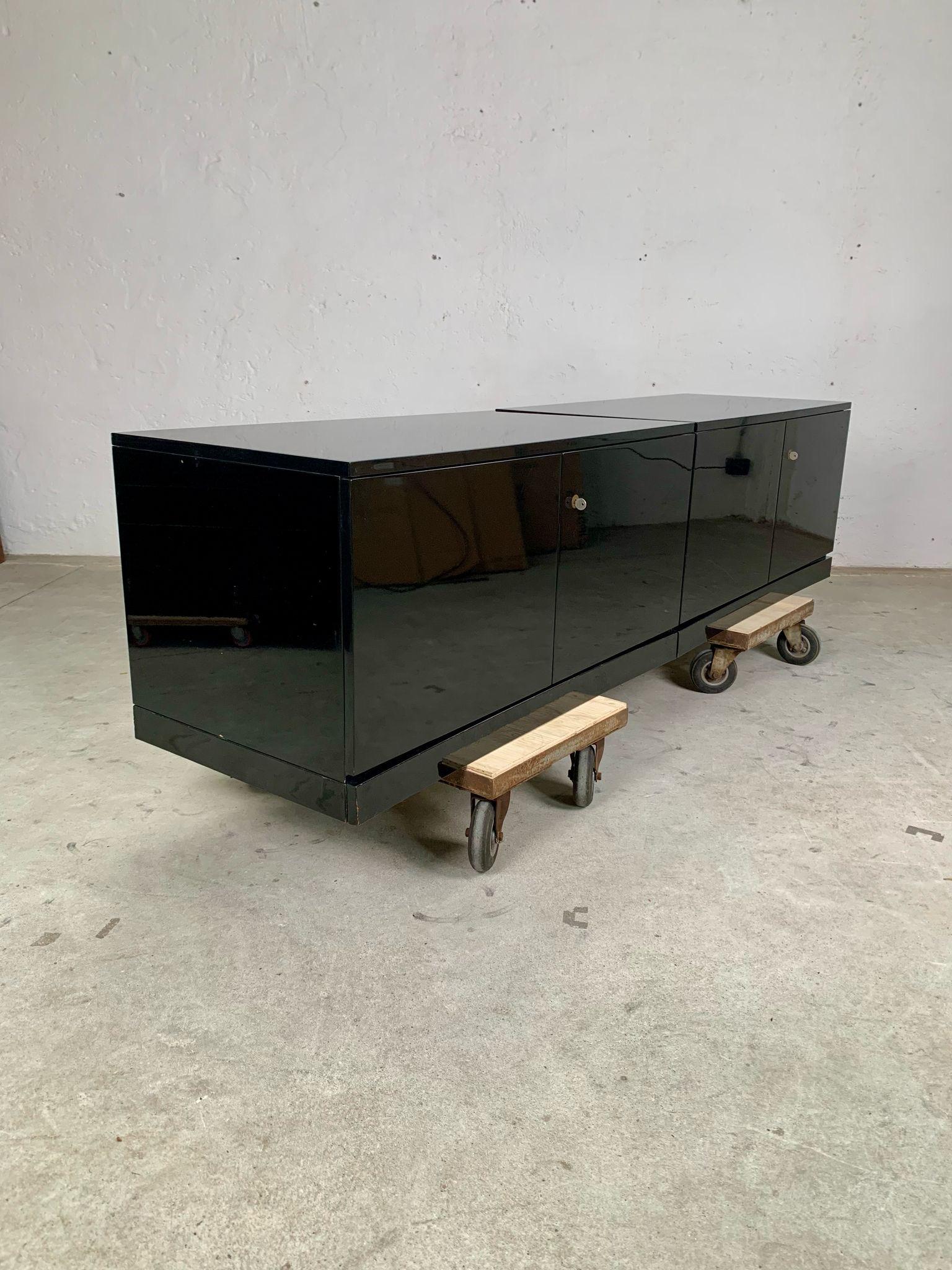 Mid-Century Modern Three glossy lacquered storage modules, 1970s For Sale