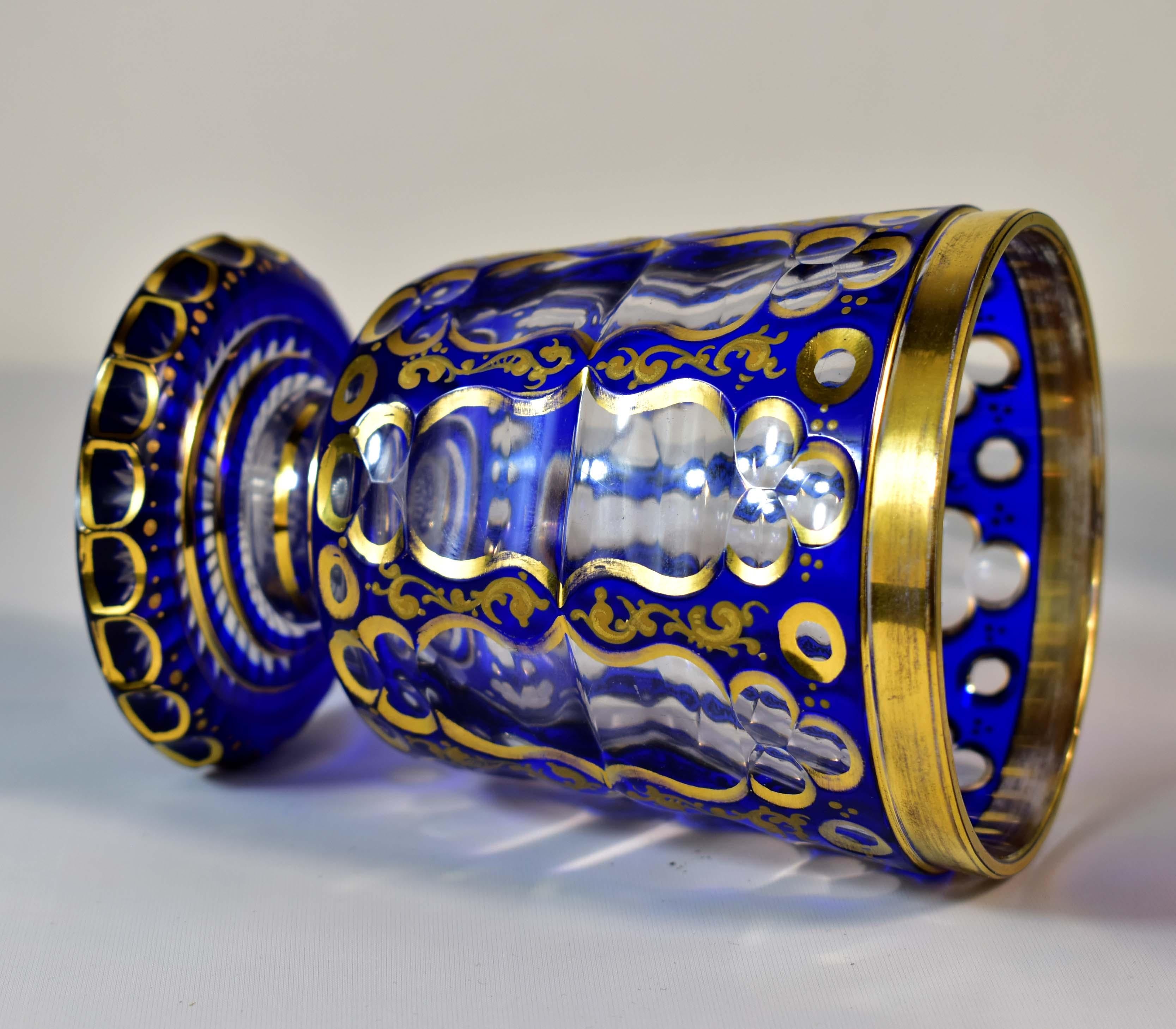 Drei Kelche, böhmisches Glas, Mameluke-Gravur, Jagdmotiv, 19. Jahrhundert 7