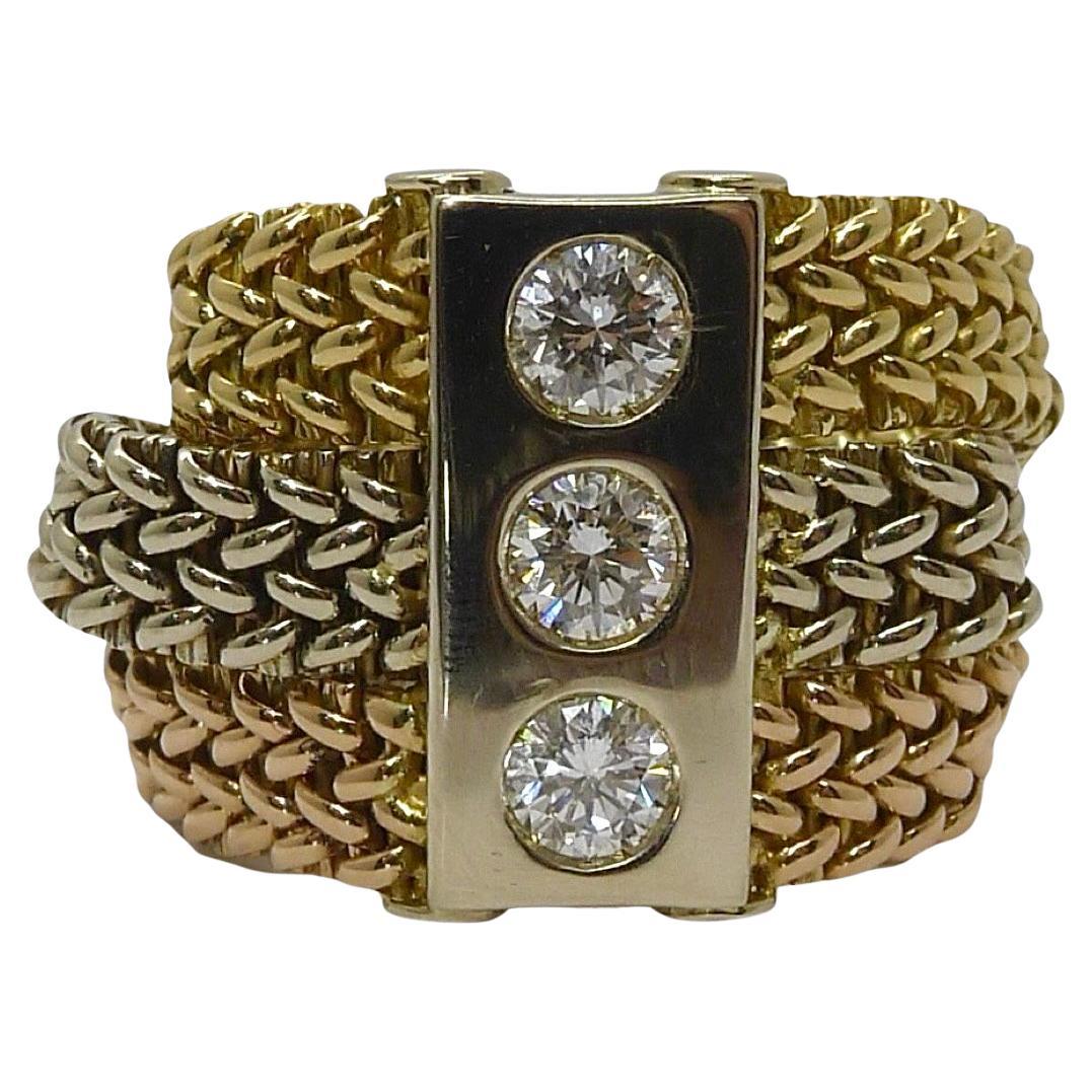 Dreifach-Goldmaschenring mit 0,75 Karat Diamanten
