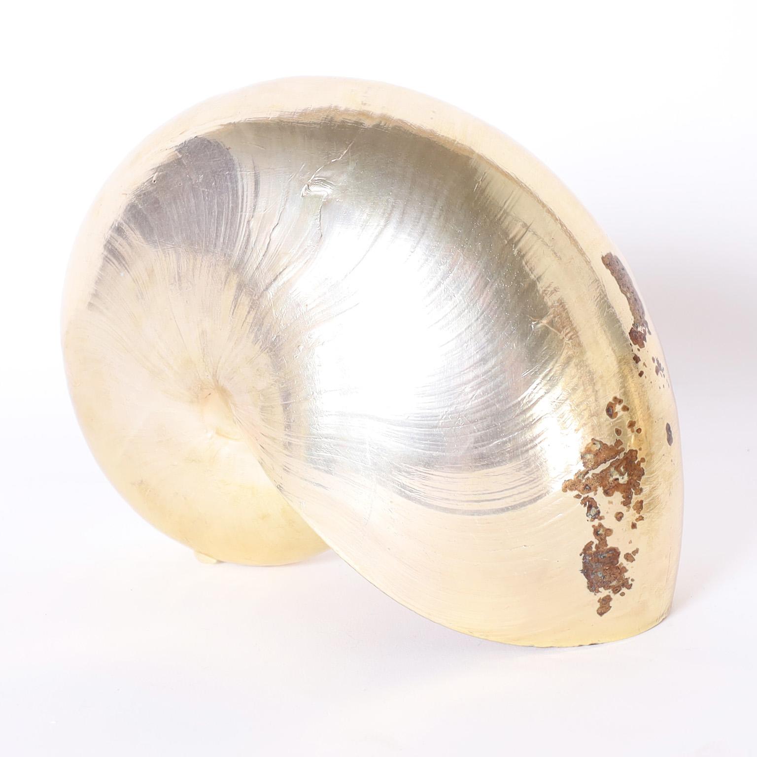 Mid-Century Modern Three Gold Plated Nautilus Shells, Priced Individually For Sale