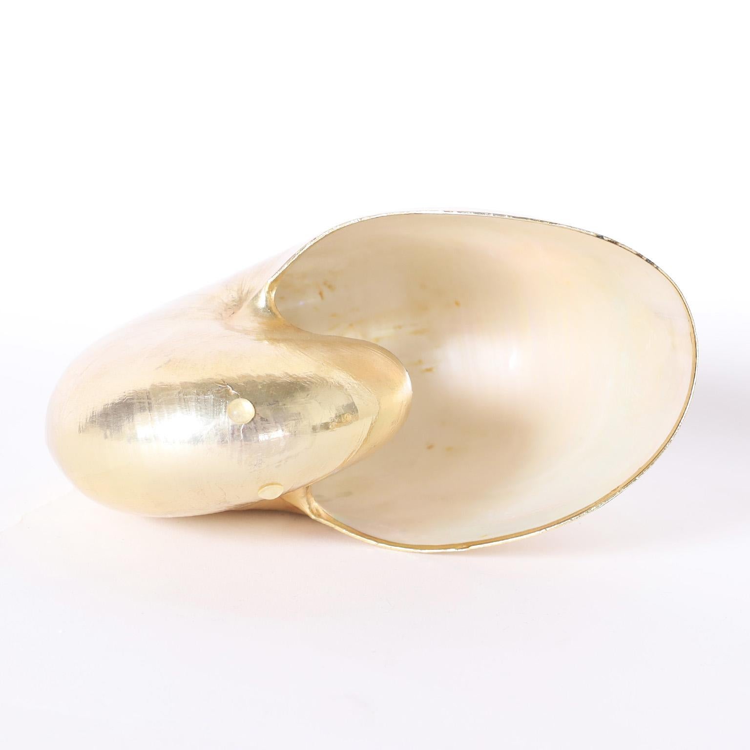 Italian Three Gold Plated Nautilus Shells, Priced Individually For Sale