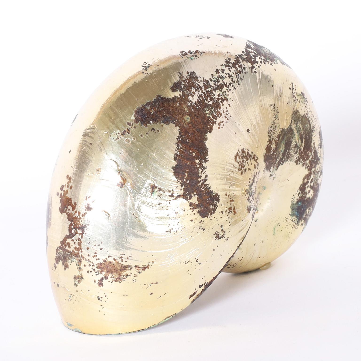 Gilt Three Gold Plated Nautilus Shells, Priced Individually For Sale