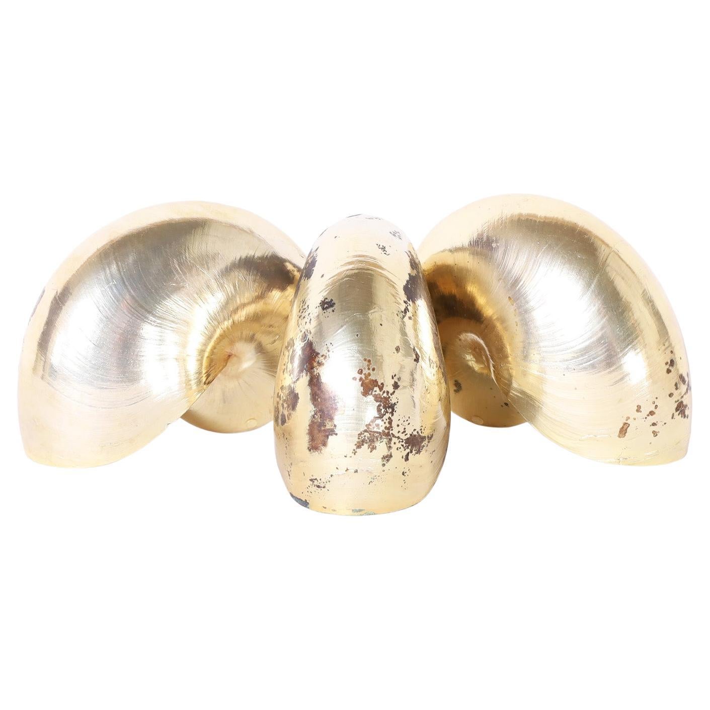 Three Gold Plated Nautilus Shells, Priced Individually For Sale