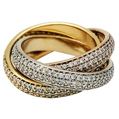 Three Golds Cartier "Trinity" Ring, Diamonds