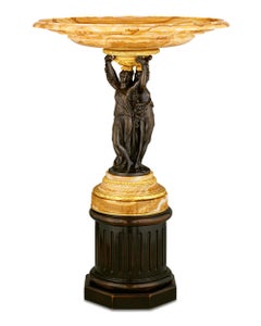 Three Graces Bronze and Marble Centerpiece