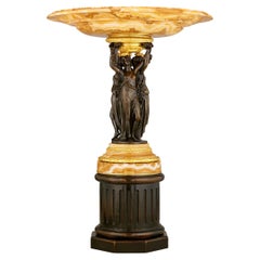 Three Graces Bronze and Marble Centerpiece