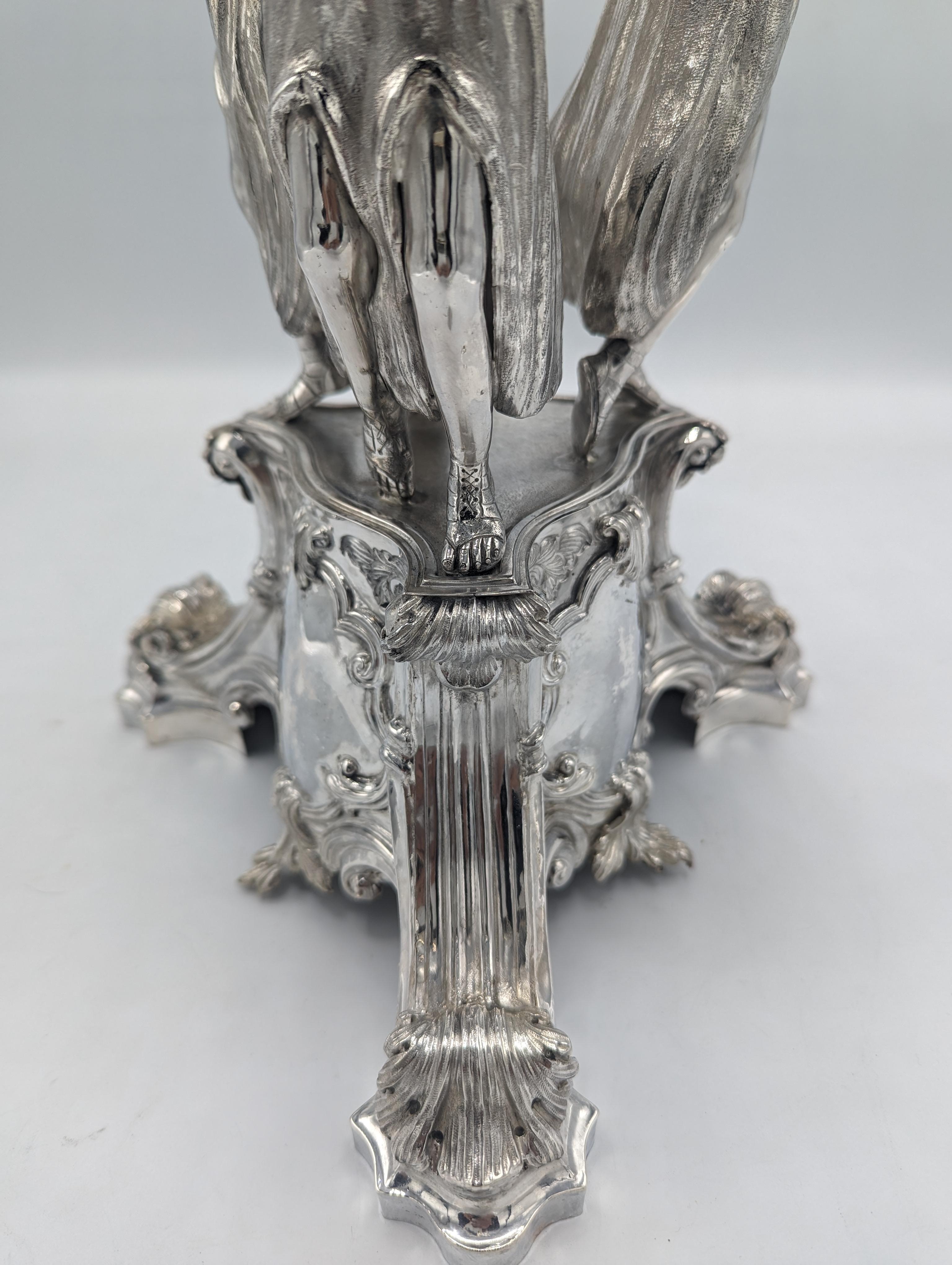 Victorian Three Graces Sterling Silver Handmade Centerpiece For Sale