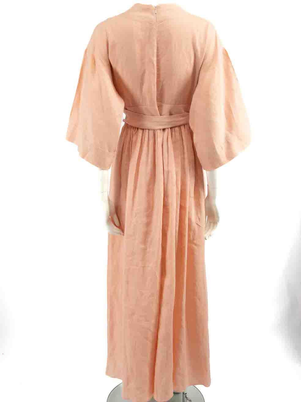 Women's Three Graces London Pink Belted Gather Maxi Dress Size M For Sale