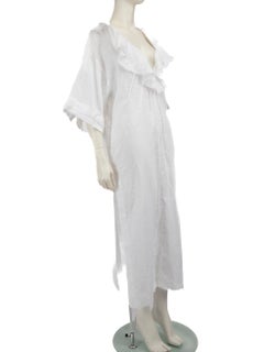 Three Graces London White Ruffle Trim Midi Dress Size M