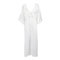 Three Graces London White Ruffle Trim Midi Dress Size M