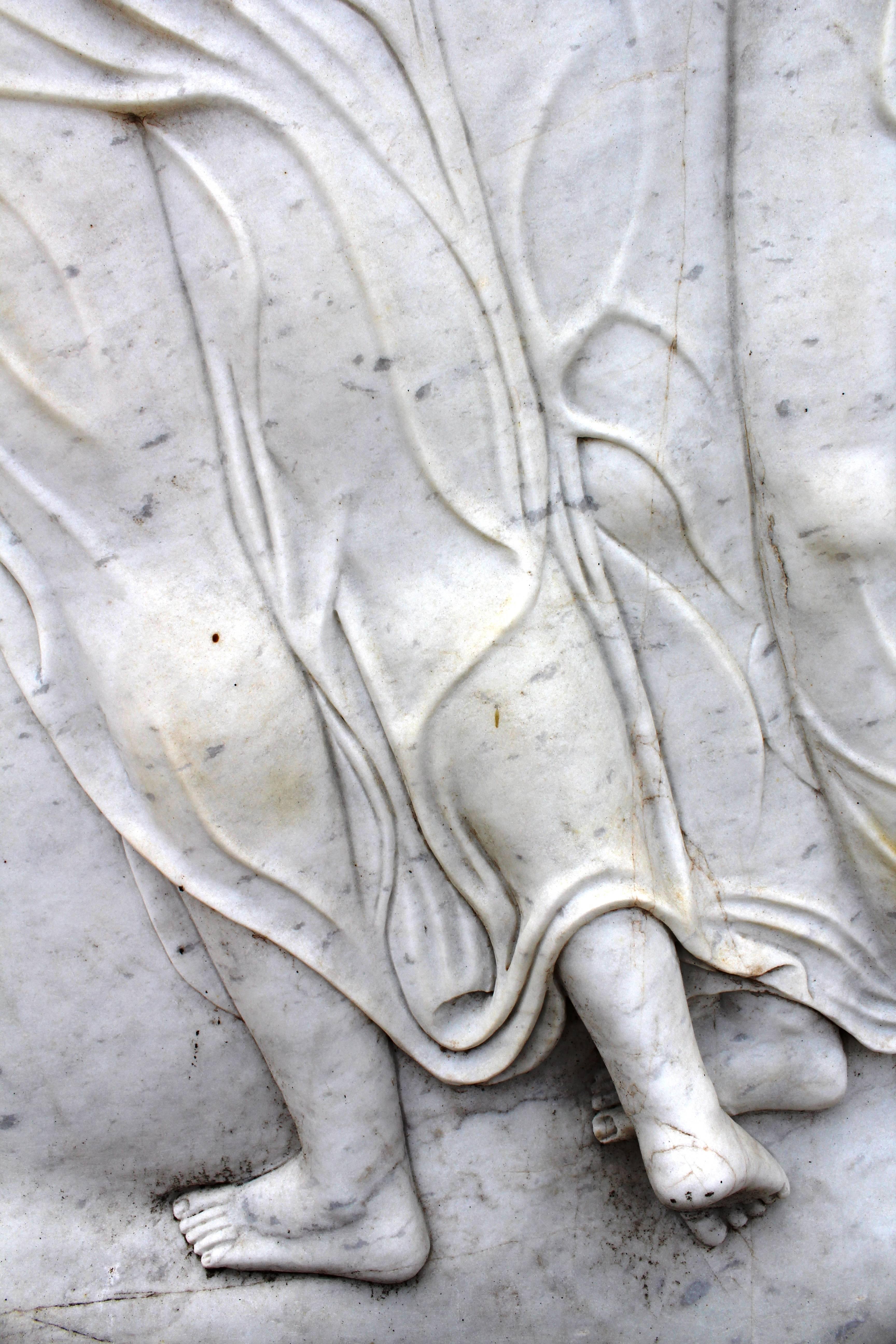 Three Graces Relief Hand-Carved in White Carrara Marble 4