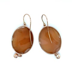 Three Graces Shell Cameo Earrings in 9K Yellow Gold