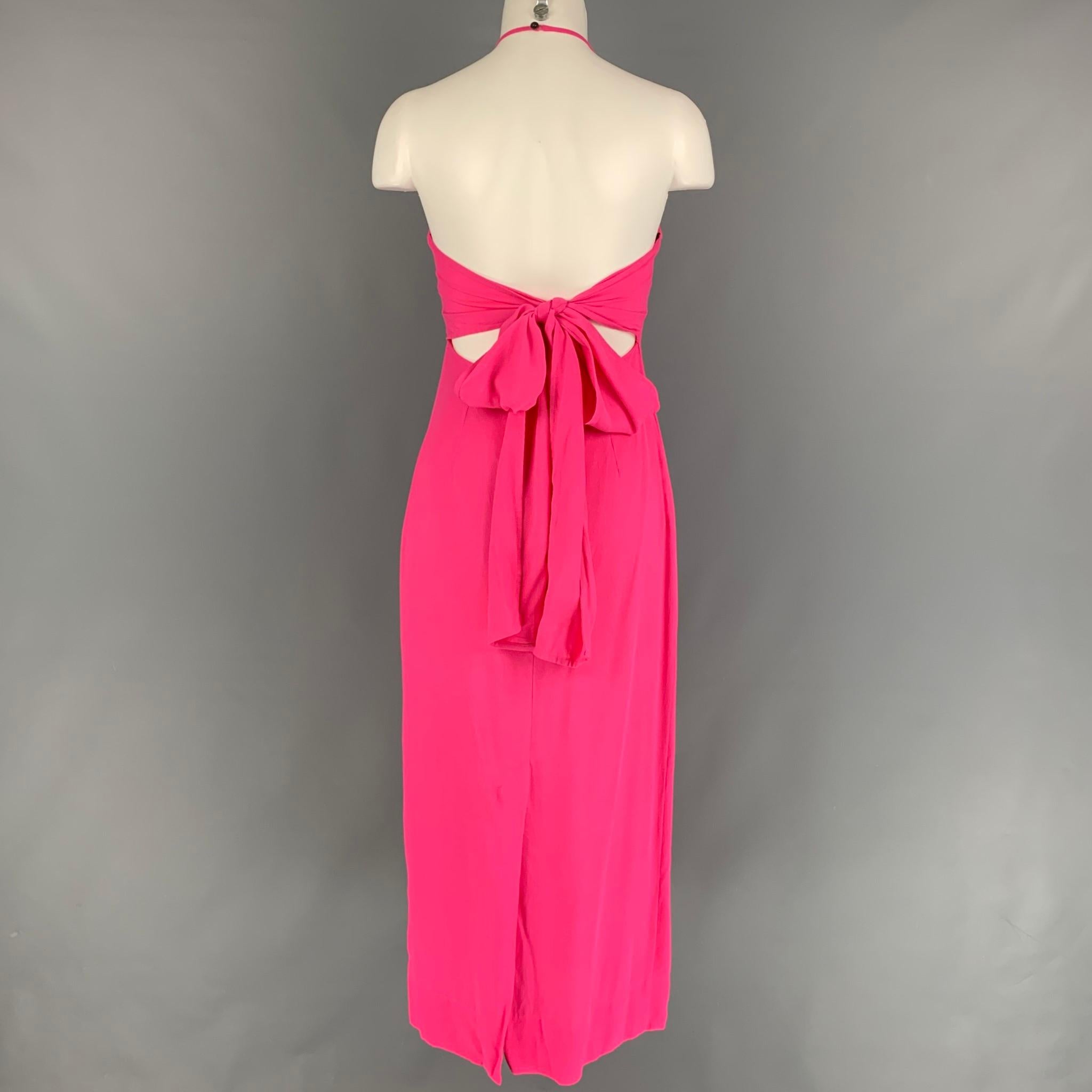 THREE GRACES Size S Pink Viscose Halter Shift Dress In New Condition In San Francisco, CA