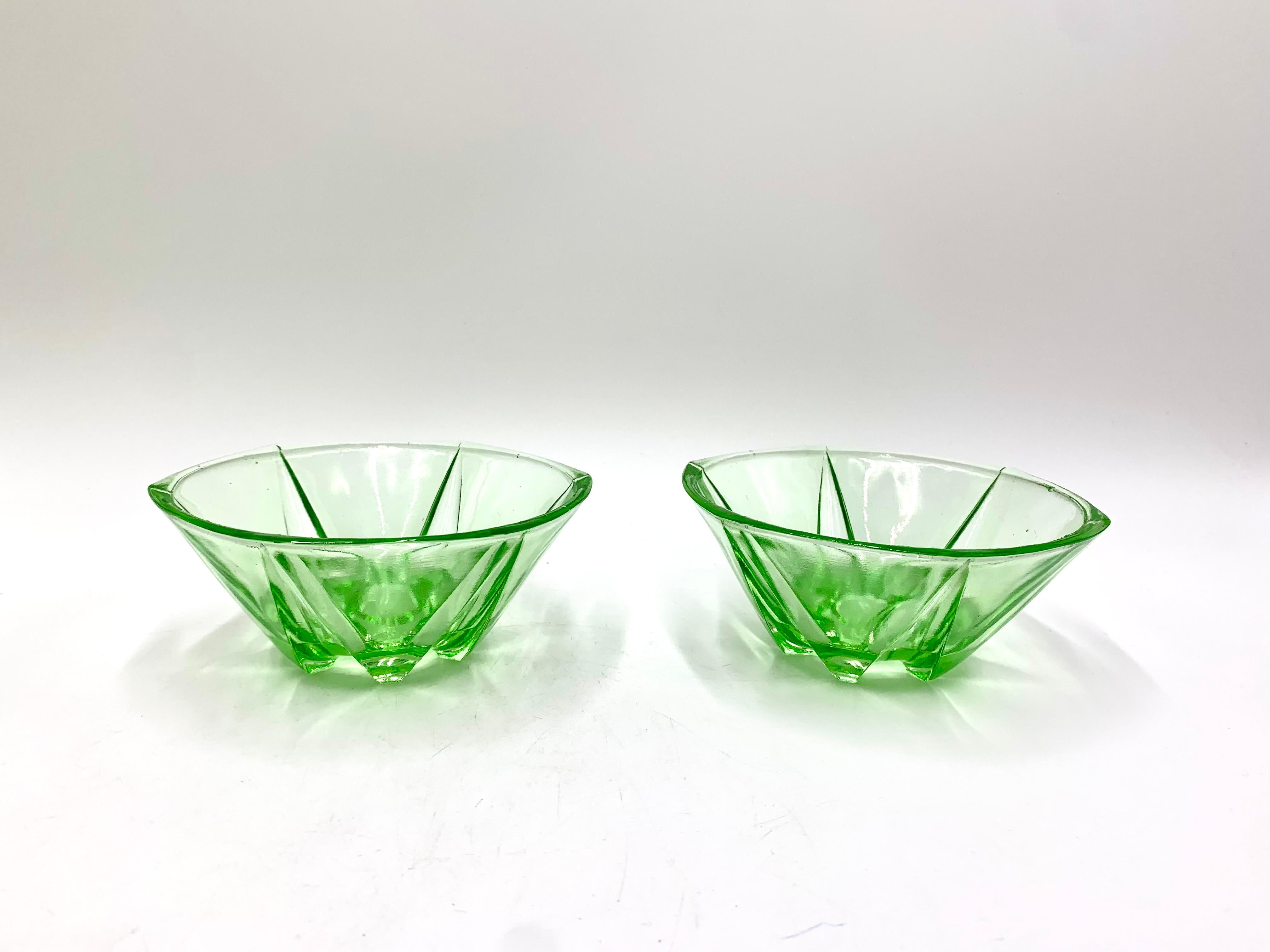 Polish Three Green Glass Bowls, Poland, 1960s For Sale