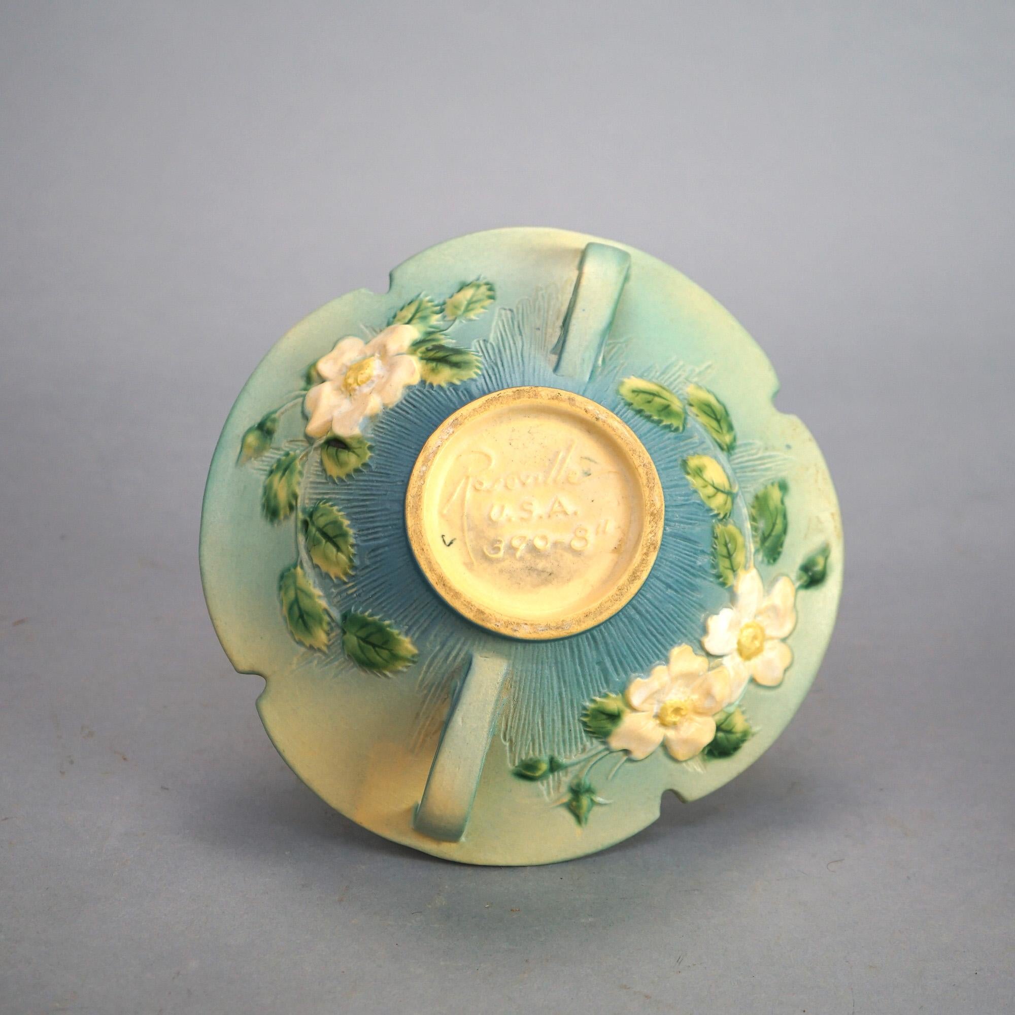 Three Green Roseville Art Pottery with Peony Pattern Mid 20thC 2