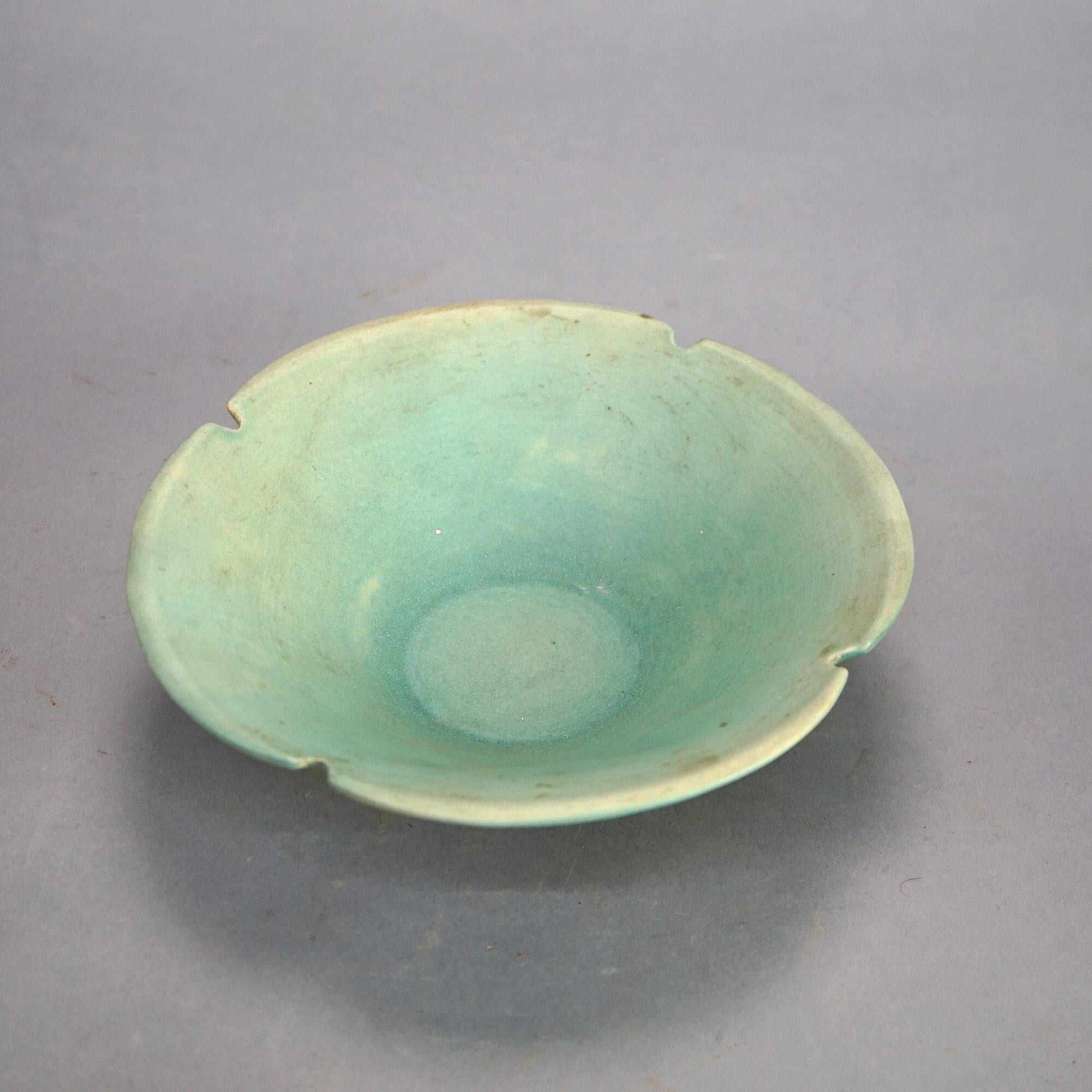 Three Green Roseville Art Pottery with Peony Pattern Mid 20thC 3
