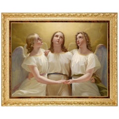 Three Guardian Angels, after Oil Painting by Austrian Empire Artist Franz Kadlik