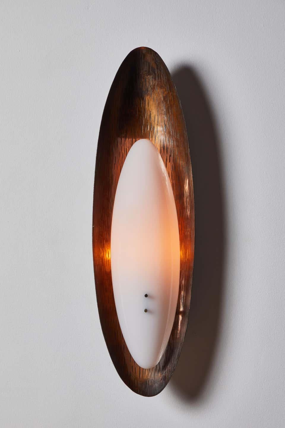 Acrylic One Hammered Copper Sconce by Reggiani