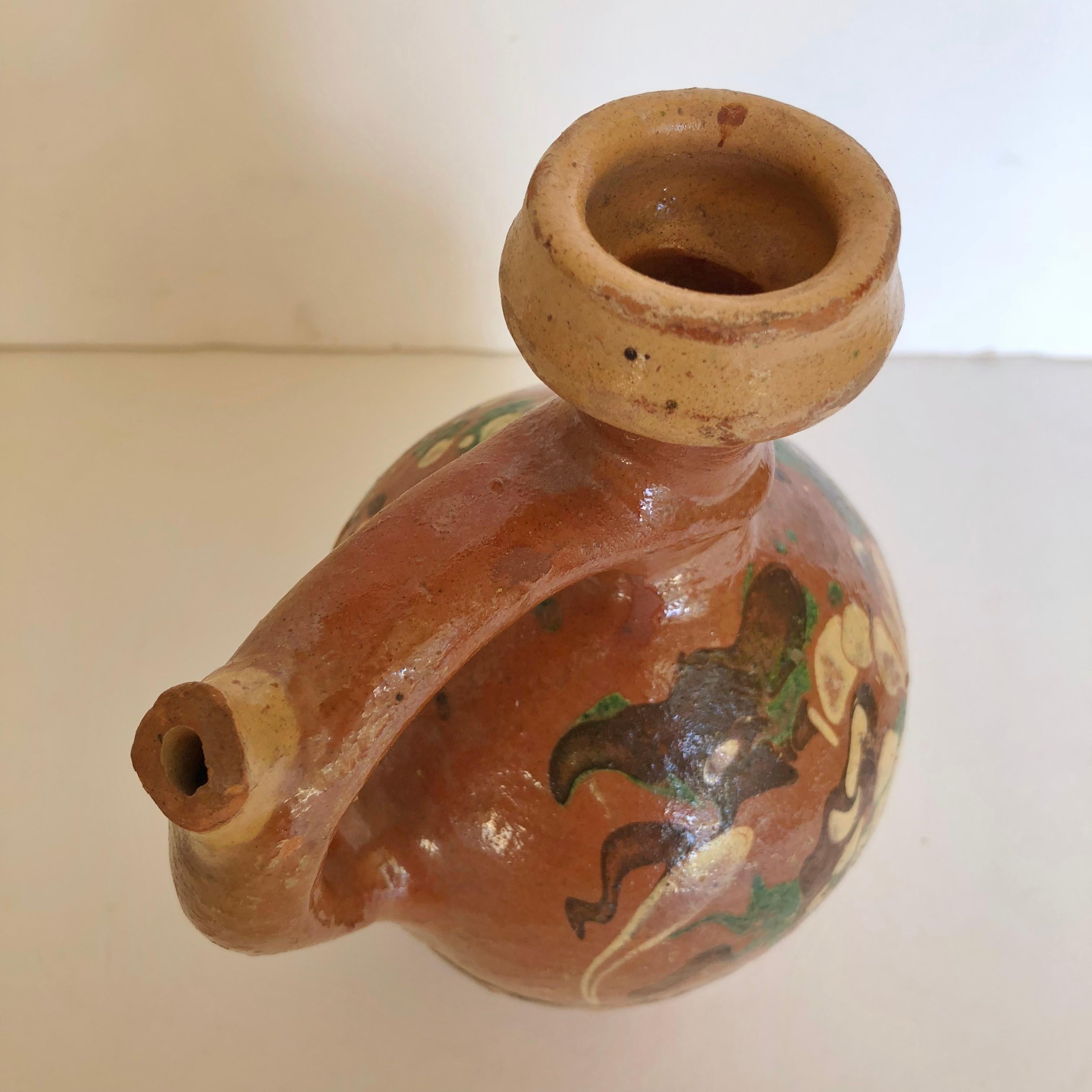 Group of Three Terracotta Pottery Folk Art Carafes from Transylvania, Serbia For Sale 3