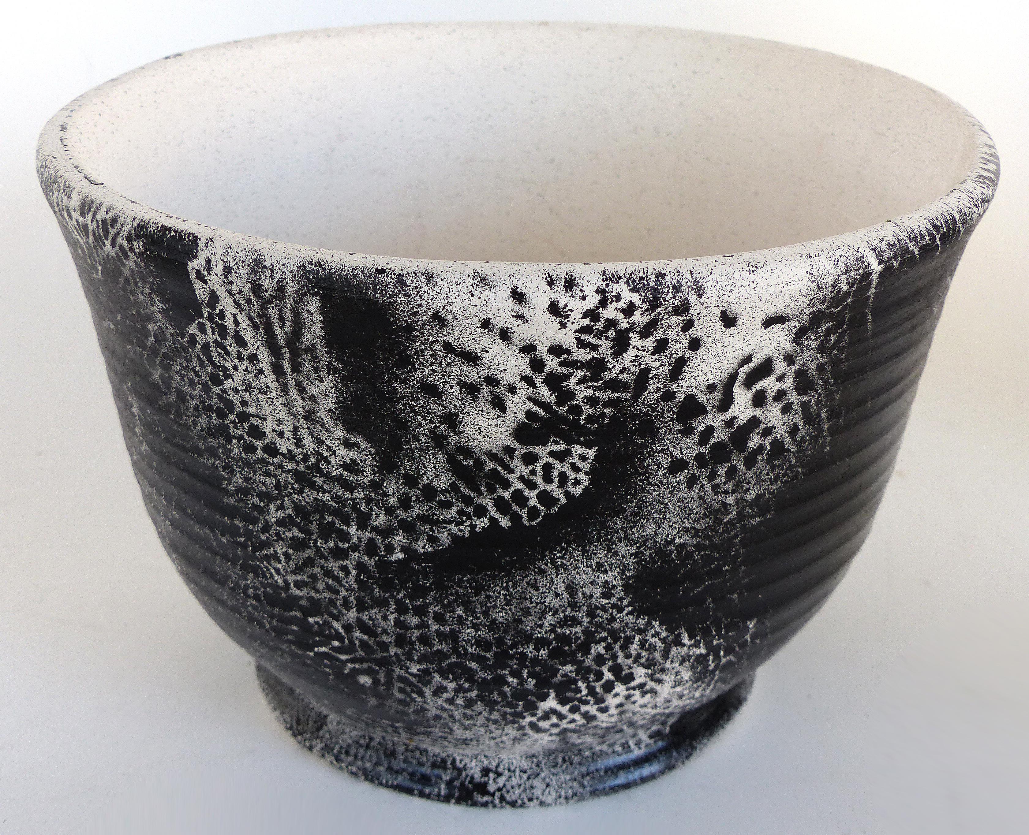 Contemporary Three Hand Turned Ceramic Black & White Vessels by Ceramicist Gary Fonseca