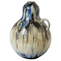 Three-handled glazed stoneware coloquint vase by Roger Guérin, circa 1930-1940.