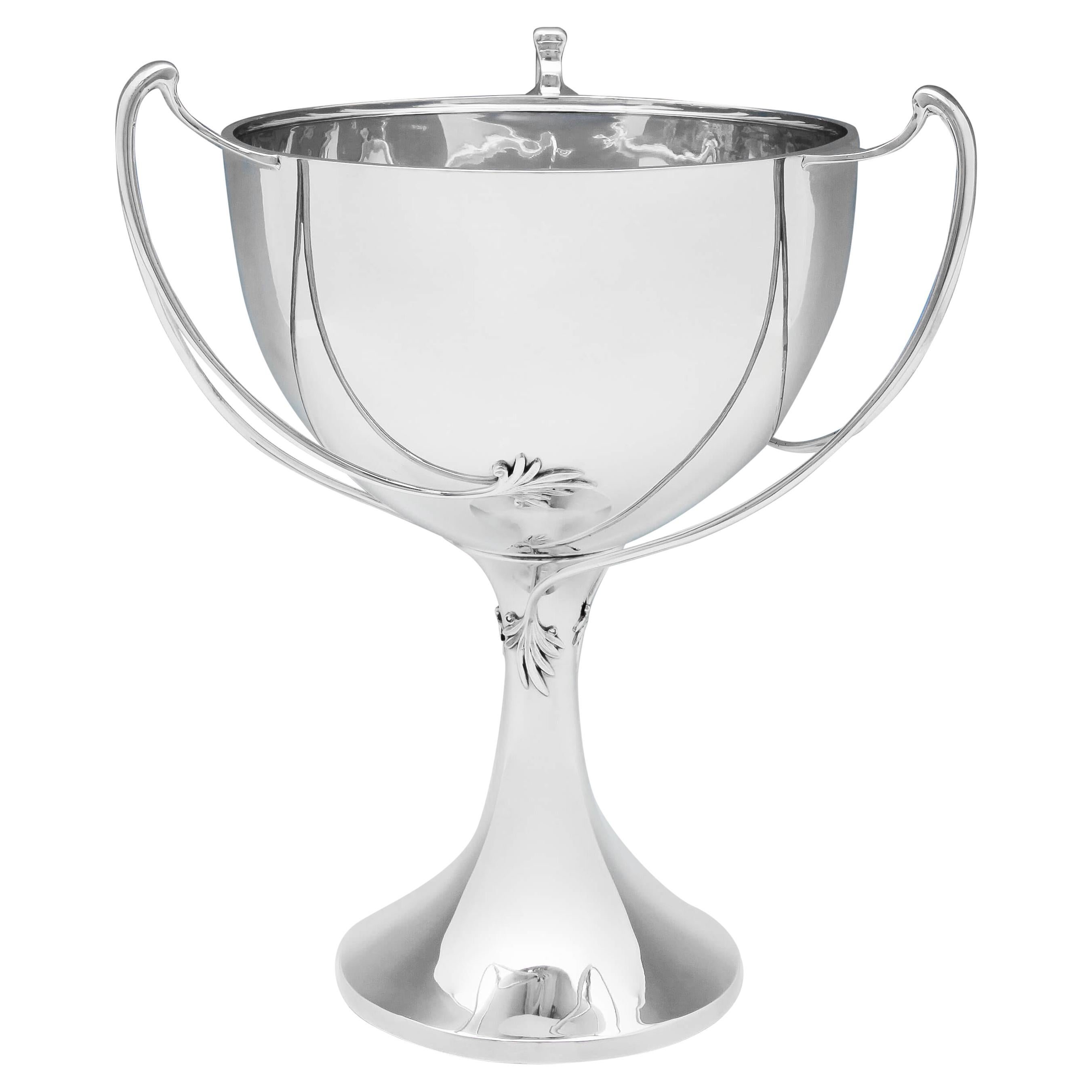Three Handled Sterling Silver Trophy Cup Hallmarked In London in 1927