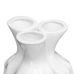 Three Hands Vase in White Ceramic