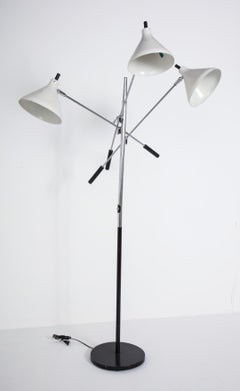 Three-Head White and Chrome Floor Lamp by Underwriters Laboratories, circa 1960