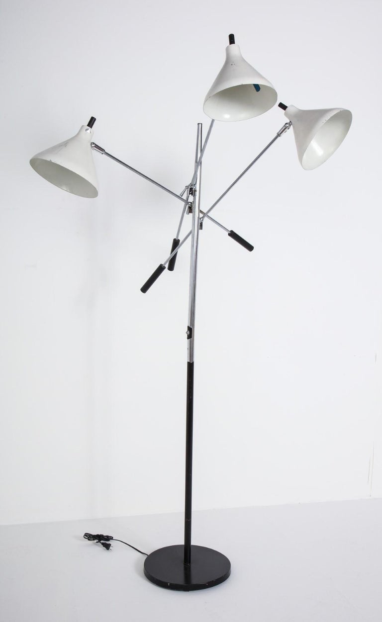 ThreeHead White and Chrome Floor Lamp by Underwriters Laboratories